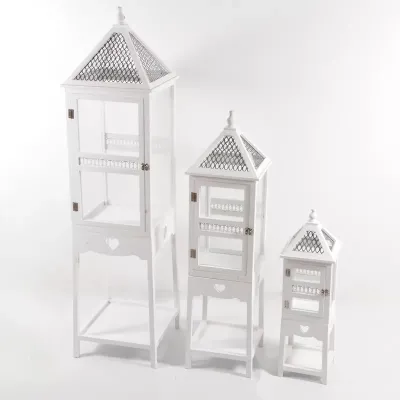 Lanterna legno bianco (set 3)