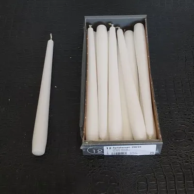 Candela conica 25 bianco  (pz 12)