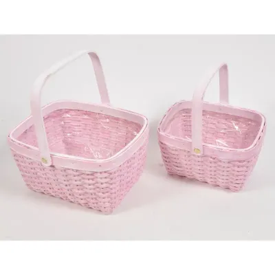 Cesto c.manico 19x15 rosa (set 2)